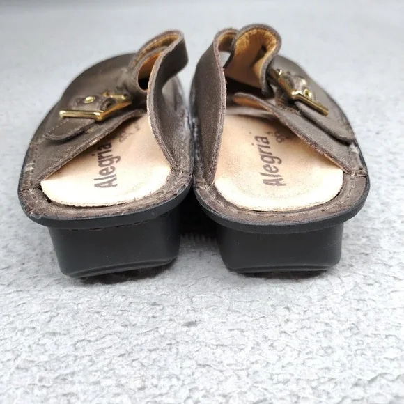 Alegria Classic Clog Sandal Women EU 36 / US 6 Bronze Metallic Leather ALG-201 - Picture 8 of 16